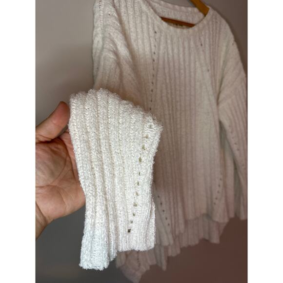 Nili Lotan Multi Direction Rib Sweater High Low Knit Cotton White Sz M Oversized - Picture 4 of 9